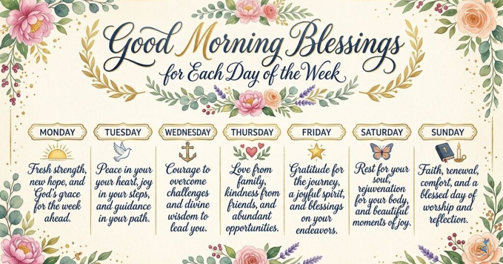 Good Morning Blessings for Each Day of the Week