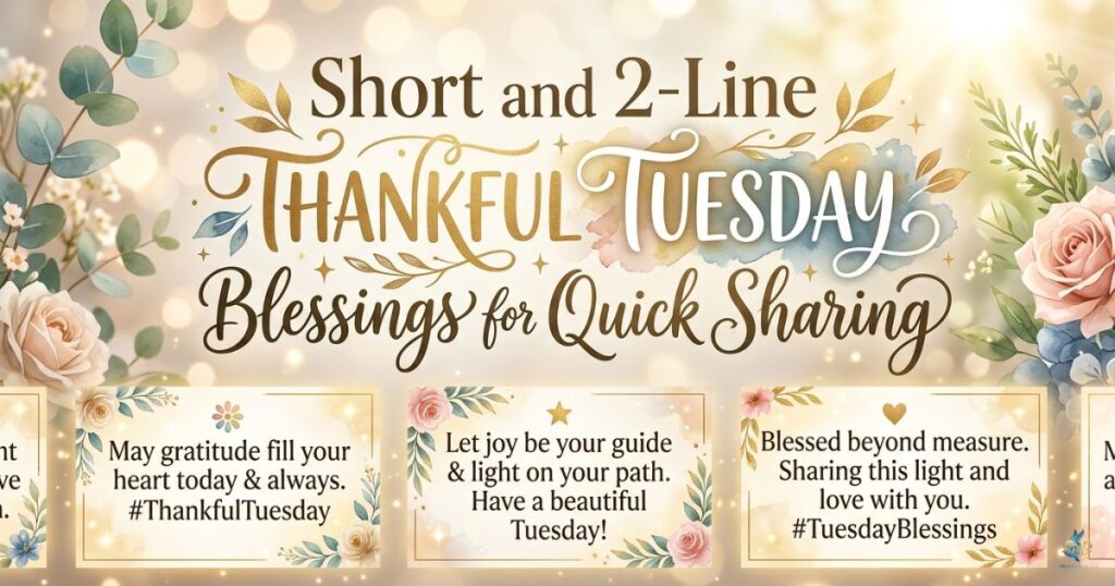 Short and 2-Line Thankful Tuesday Blessings for Quick Sharing